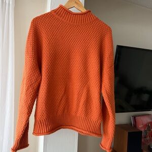 Zesica Orange Chunky Knit Sweater Size L Cozy Textured Fall Pullover